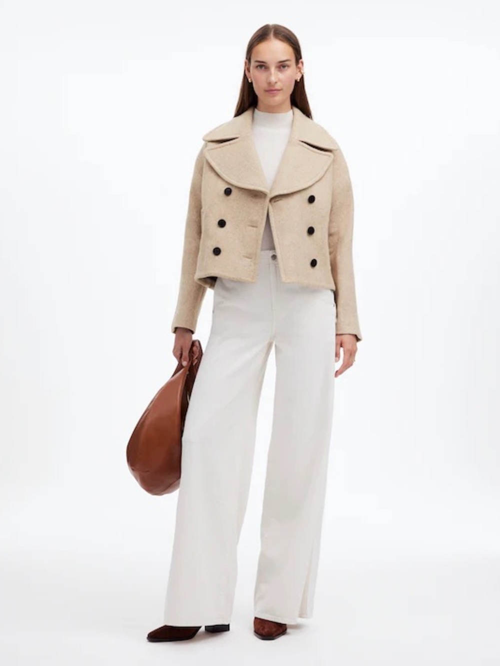 Madewell Oversized Collar Short Peacoat Cropped